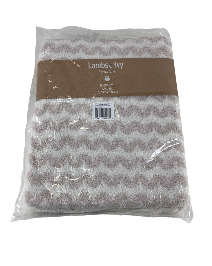 Lambs & Ivy Signature Separates Chenille Baby Blanket, Taupe/White Che