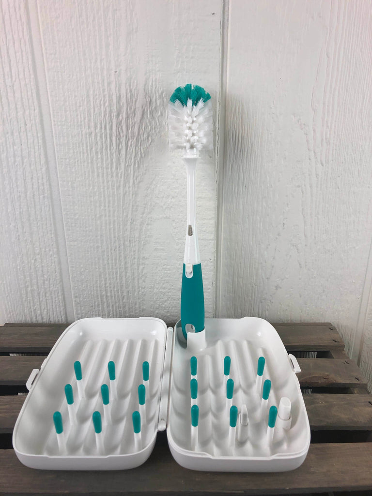 OXO Tot Travel Size Drying Rack with Bottle Brush- Gray