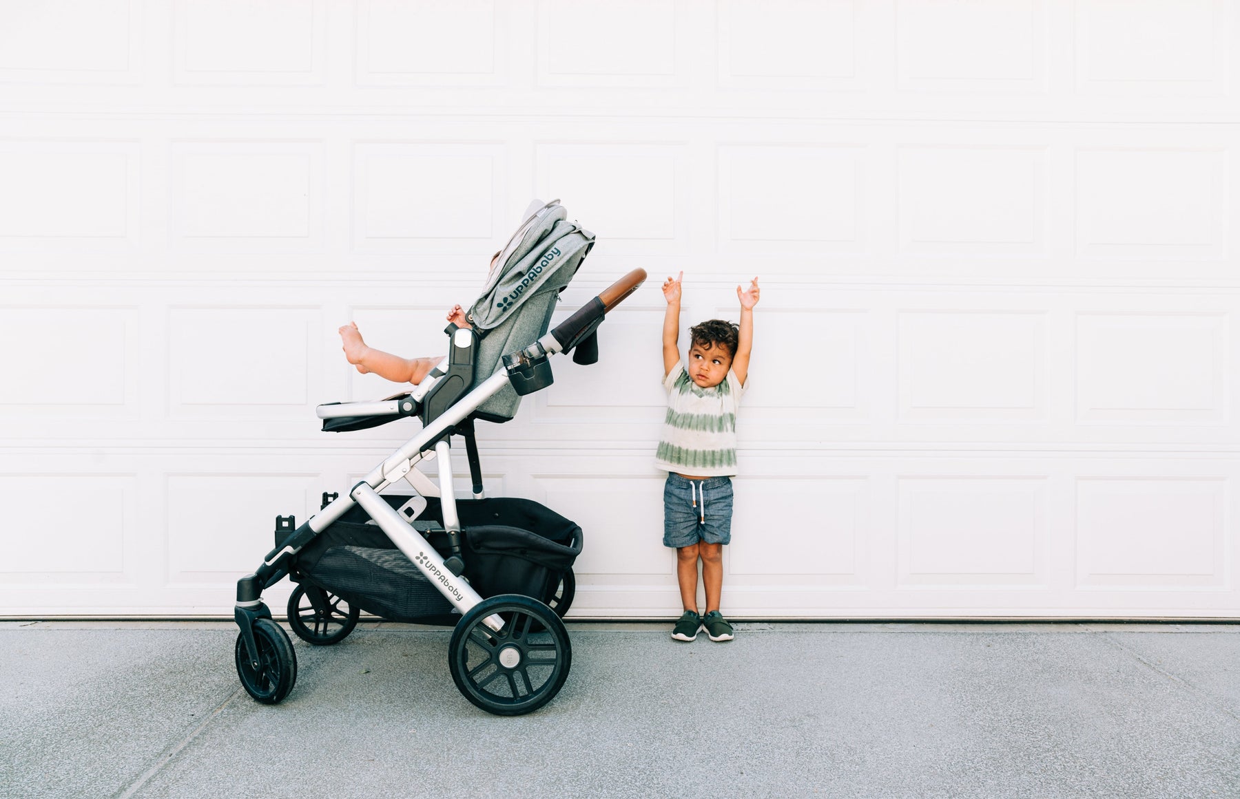 UPPAbaby stroller accessories with two kiddos