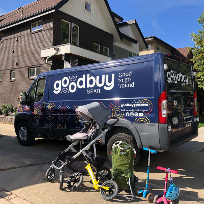 GoodBuy Gear truck picking up used baby items