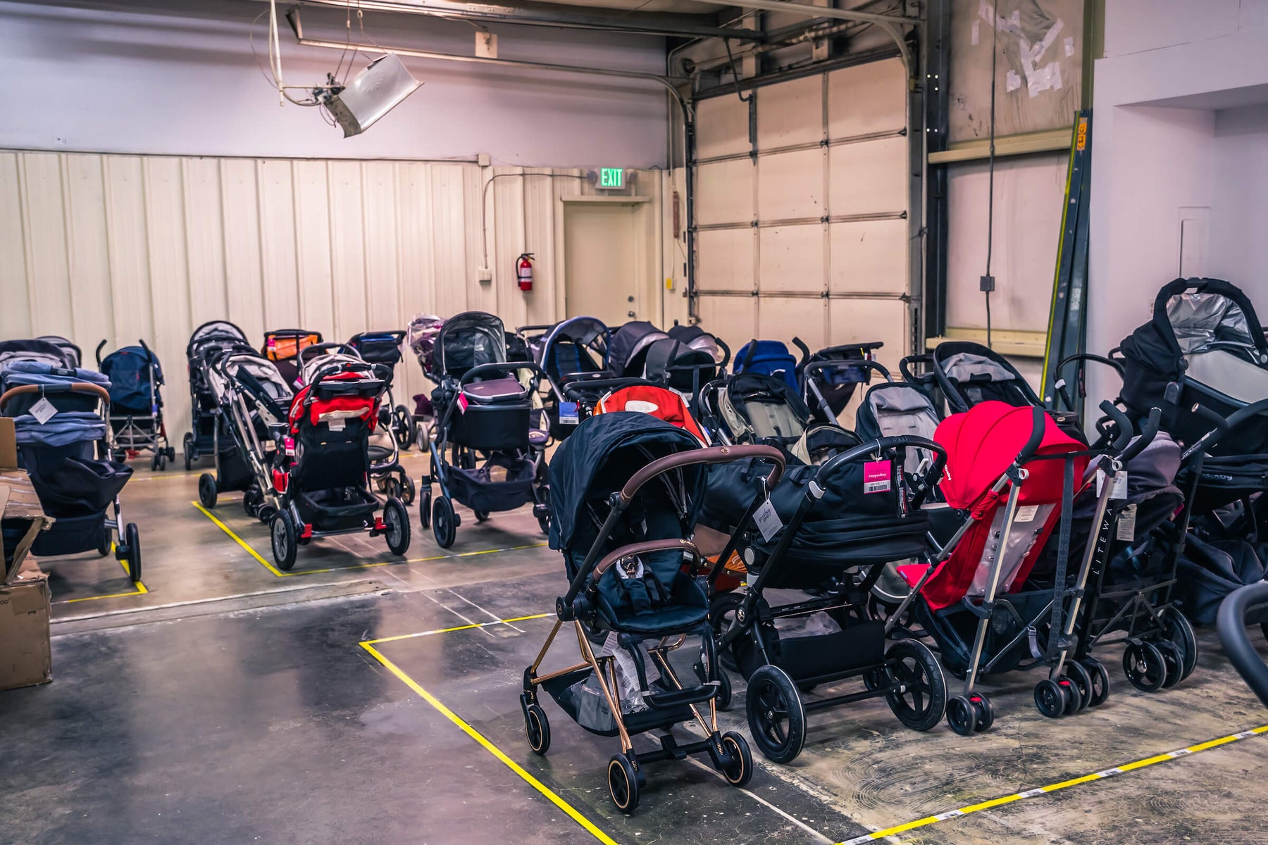 open box and used strollers at the GoodBuy Gear warehouse