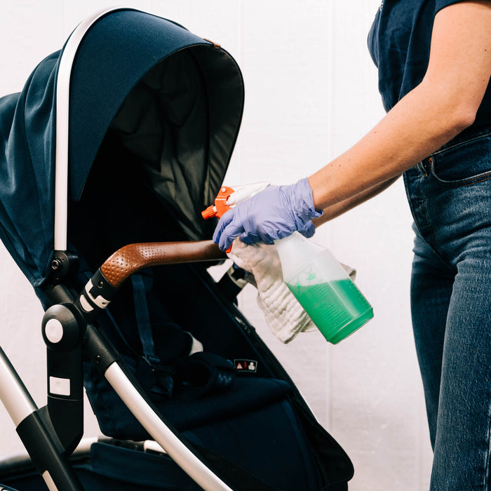 GoodBuy Gear's gear expert cleaning a stroller