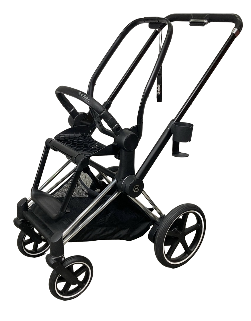 Cybex E-PRIAM Stroller Frame Only, 2019, Chrome With Black Details, wi ...