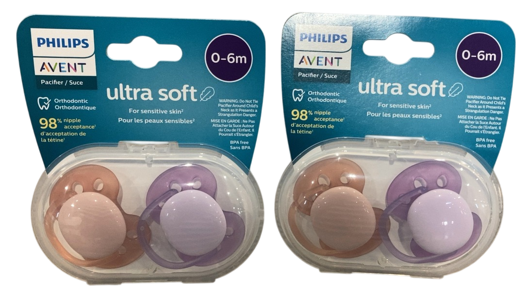Shop Philips Avent Ultra Soft Pacifier, 0-6 Months, 4 Pack, Lychee/Fresh Lilac at GoodBuy Gear