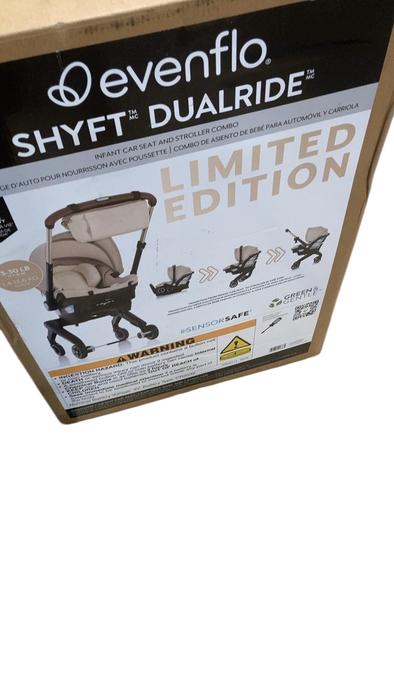 Shop Evenflo Gold Shyft Dual Ride Infant Car Seat Stroller Combo, 2024, Champagne, with Green/Gentle Fabric at GoodBuy Gear