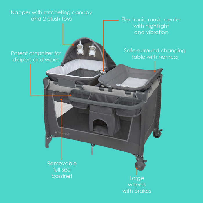 Shop Baby Trend Simply Smart Nursery Center Playard, 2.0, Shale Gray at GoodBuy Gear