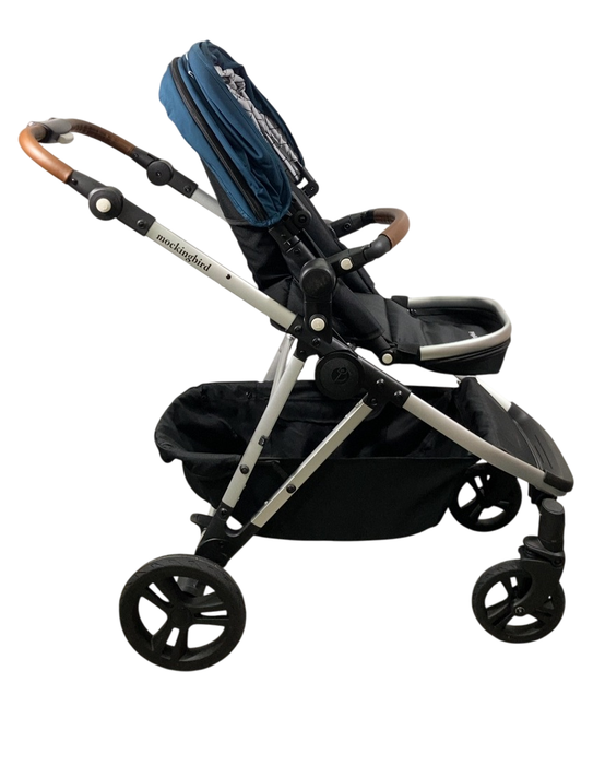 Shop Mockingbird Single to Double 2.0 Stroller, 2024, Sea, Silver With Penny Leather, Windowpane at GoodBuy Gear