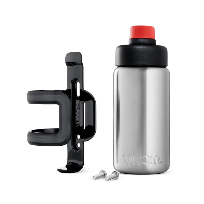 Woom GLUG Stainless Steel Bottle + Bottle Cage, Stainless