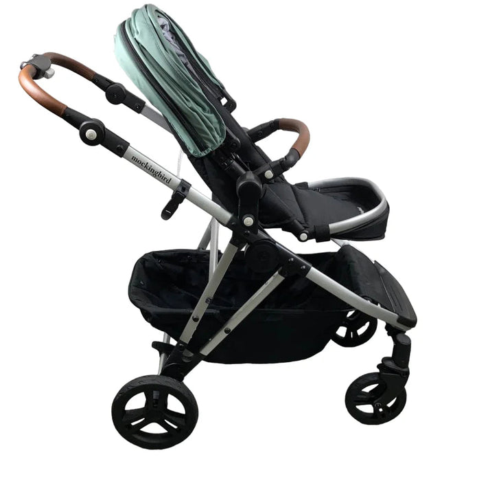Mockingbird Single to Double 2.0 Stroller, 2025, Sage, Silver With Penny Leather, Watercolor Drops
