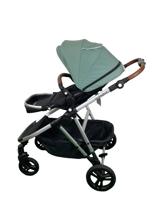 secondhand Mockingbird Single to Double Stroller, Silver with Penny Leather, Windowpane, Sage, 2024