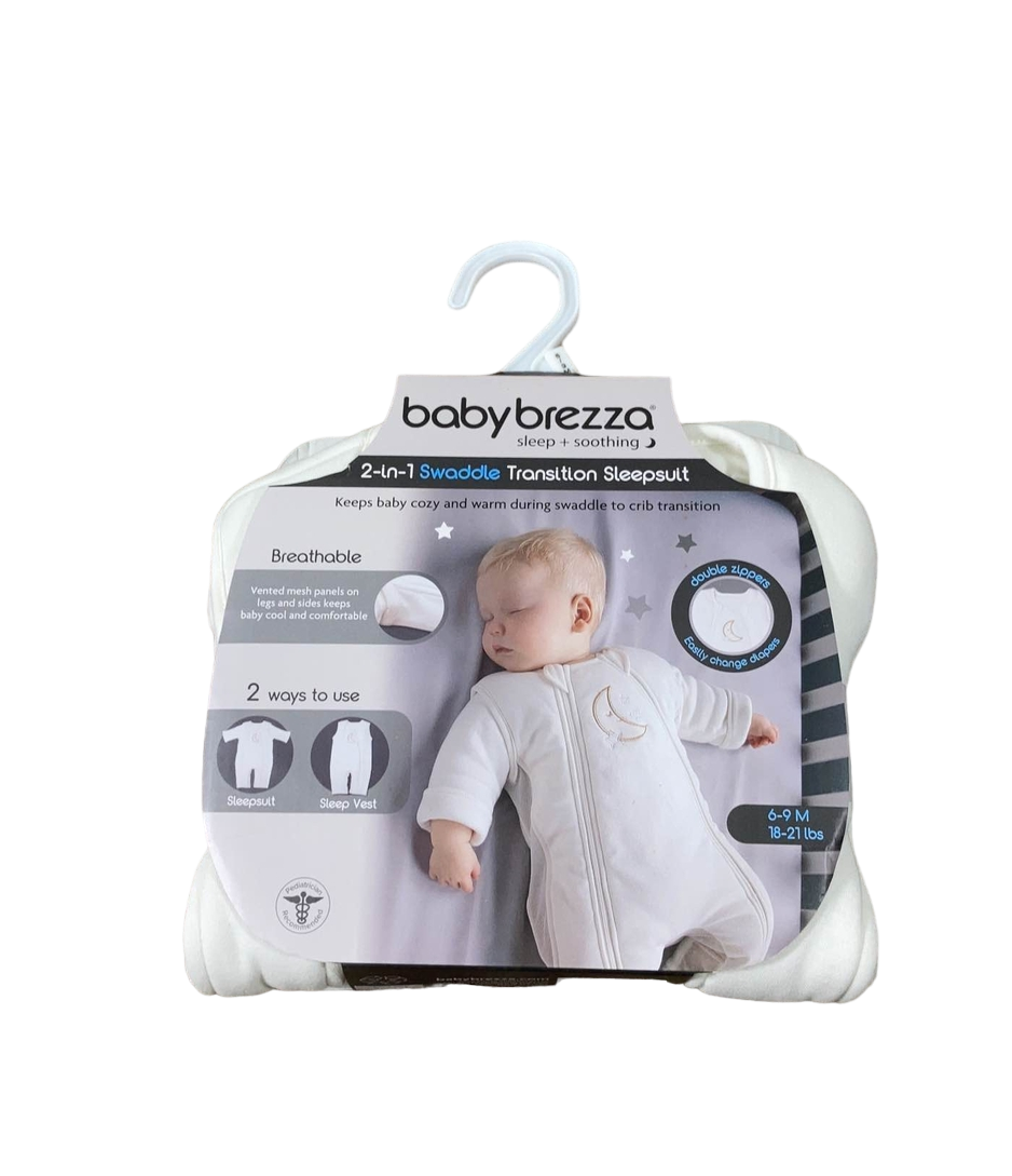 Baby Brezza 2-in-1 Swaddle Transition Sleepsuit, 6-9m, Cream