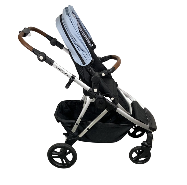 Shop Mockingbird Single to Double 2.0 Stroller, 2024, Silver With Penny Leather, Sky, Watercolor Drops at GoodBuy Gear