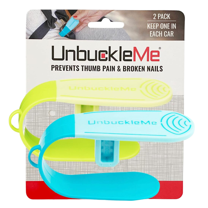 UnbuckleMe Car Seat Buckle Release Tool, Double Pack, Blue and Lime Green