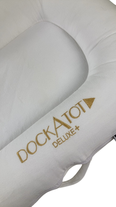 Shop DockATot Deluxe+ Dock with Toy Arch, Pristine White, White Arch w/ Cloud Friends at GoodBuy Gear