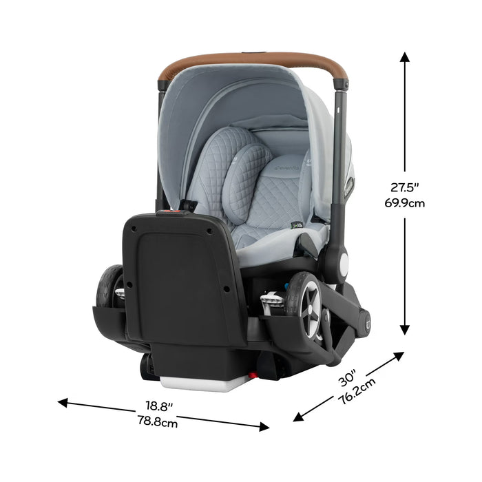 Evenflo Shyft Dual Ride Infant Car Seat Stroller Combo, 2025, Quartz, with Carryall Storage and Green & Gentle Fabric