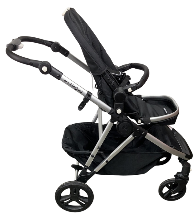 Shop Mockingbird Single to Double 2.0 Stroller, 2024, No Canopy, No Canopy, Silver With Black Leather at GoodBuy Gear