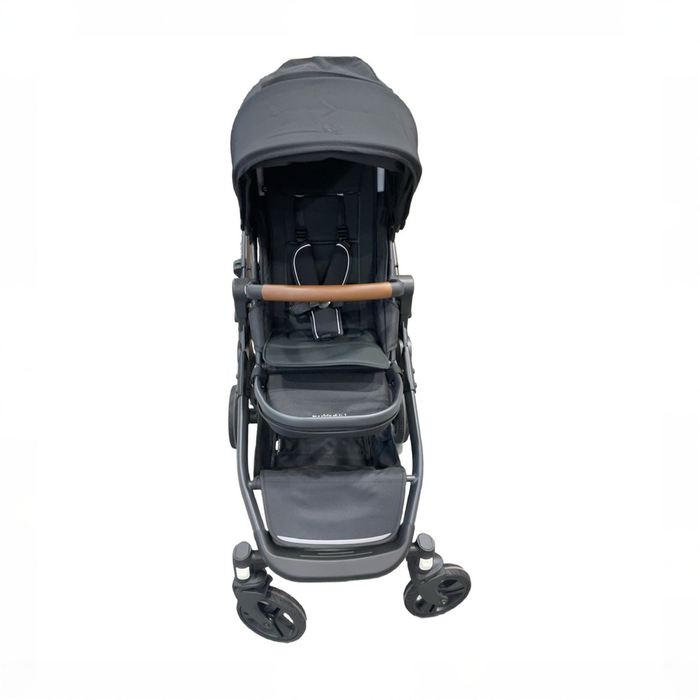 Shop Mockingbird Single to Double 3.0 Stroller, 2025, Charcoal with Penny Leather, Solid Black at GoodBuy Gear