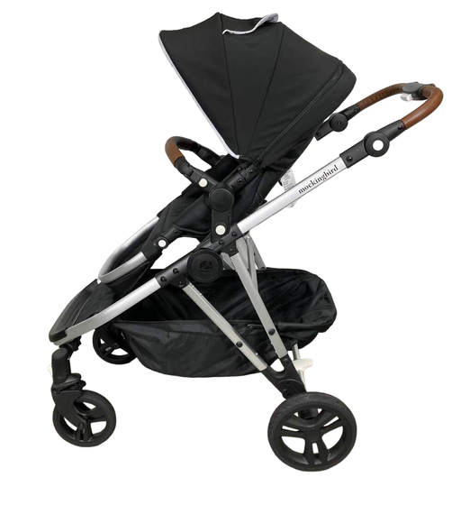 secondhand Mockingbird Single to Double Stroller, Silver with Penny Leather, Windowpane, Black , 2023