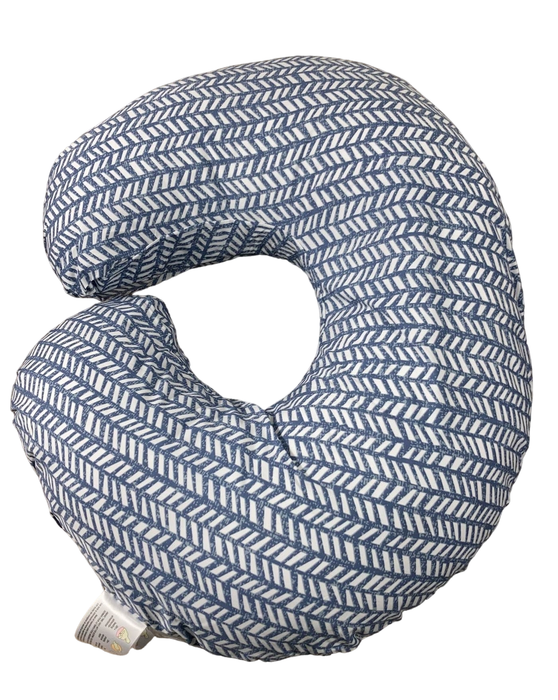 secondhand Boppy Nursing and Infant Support Luxe Pillow, Blue Herringbone