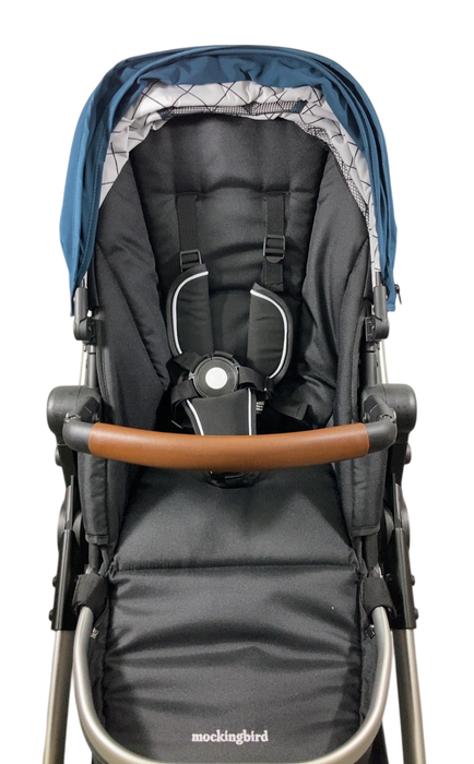Shop Mockingbird Single to Double 2.0 Stroller, 2024, Sea, Silver With Penny Leather, Windowpane at GoodBuy Gear