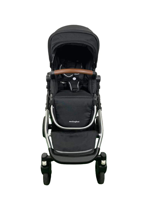 Mockingbird Single to Double 2.0 Stroller, 2024, Black, Silver With Penny Leather, Watercolor Drops