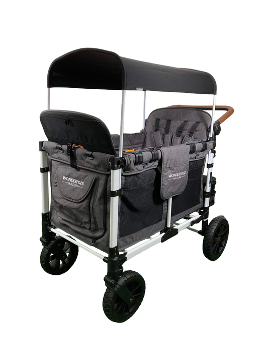 secondhand Wonderfold W4 Luxe Quad Stroller Wagon, Charcoal Grey with White Frame, 2022