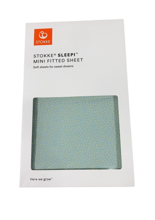 Shop Stokke Sleepi Mini Fitted Sheet, Dots Sage, V3 at GoodBuy Gear