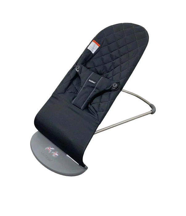 BabyBjorn Bouncer Bliss, Black Woven Classic Quilt, Dark Gray Frame