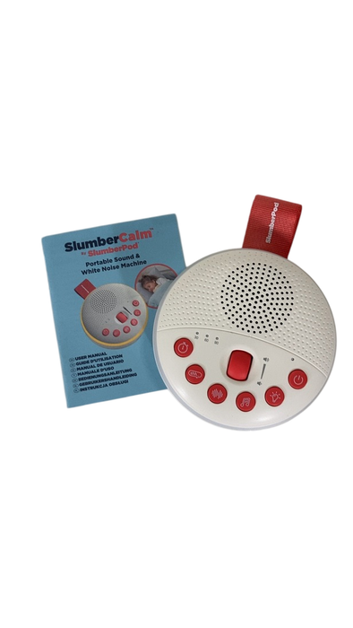 SlumberPod SlumberCalm Portable Sound & White Noise Machine, White/Orange