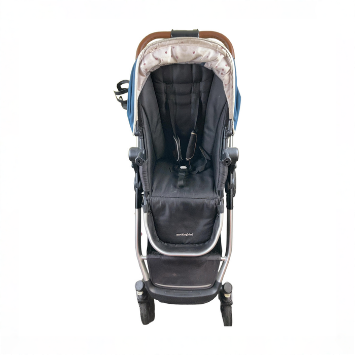 Shop DRAFT - Mockingbird Single to Double Stroller, Sea, Silver with Brown Leather, unknown, Watercolor Drops at GoodBuy Gear