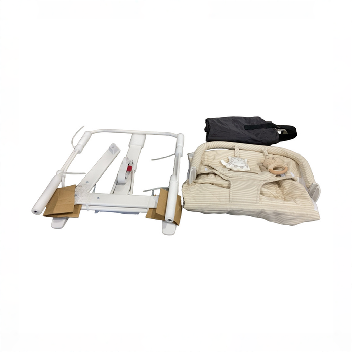 Shop Baby Delight Alpine Deluxe Portable Bouncer, Tan Linen Stripe at GoodBuy Gear