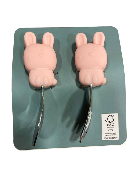 secondhand LouLou Lollipop Born to Be Wild Learning Spoon And Fork Set, Bunny