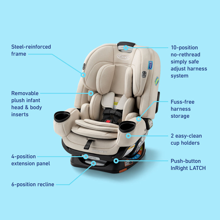 Shop Graco 4Ever Extend2Fit 4-in-1 Convertible Car Seat, 2025, Soft Almond at GoodBuy Gear