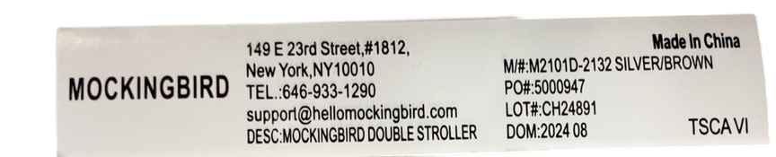 Shop Mockingbird Single to Double 2.0 Stroller, 2024, Black, Silver With Penny Leather, Windowpane at GoodBuy Gear