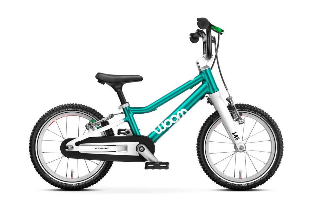 Shop Woom GO 2 Bike- 14”, Metallic turquoise at GoodBuy Gear