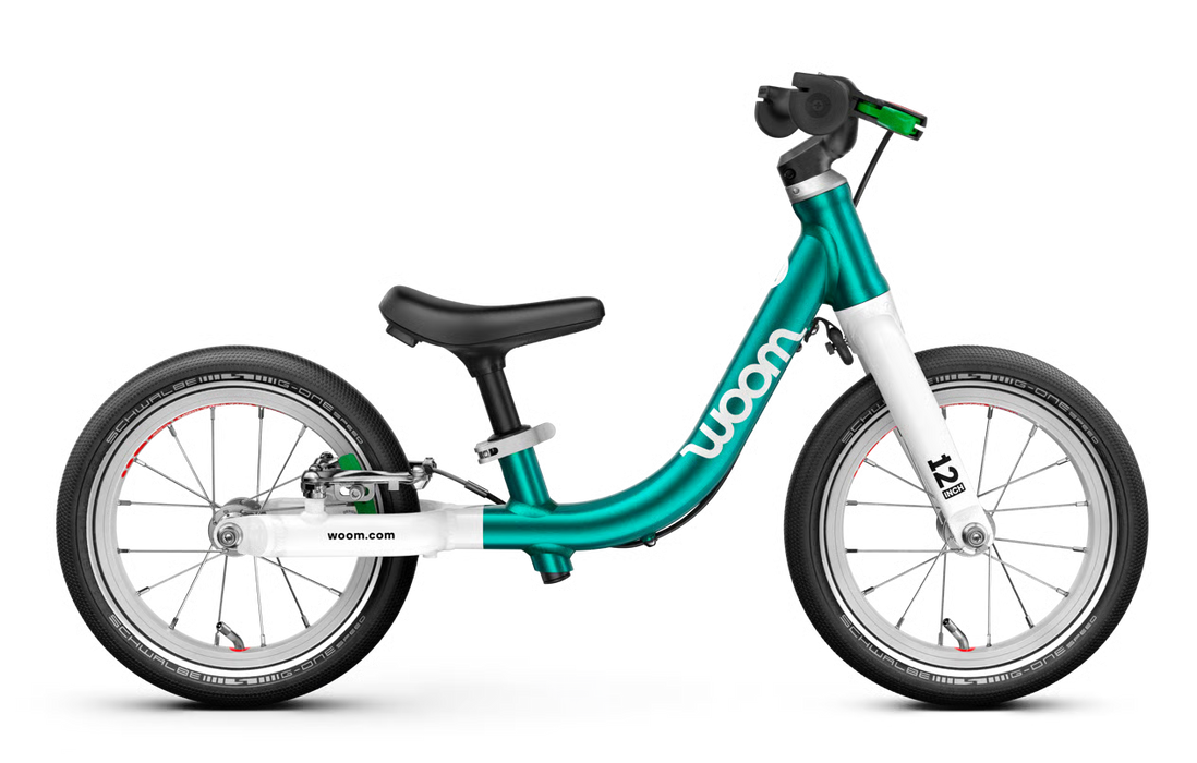 Shop Woom GO 1 Balance Bike, Metallic turquoise at GoodBuy Gear