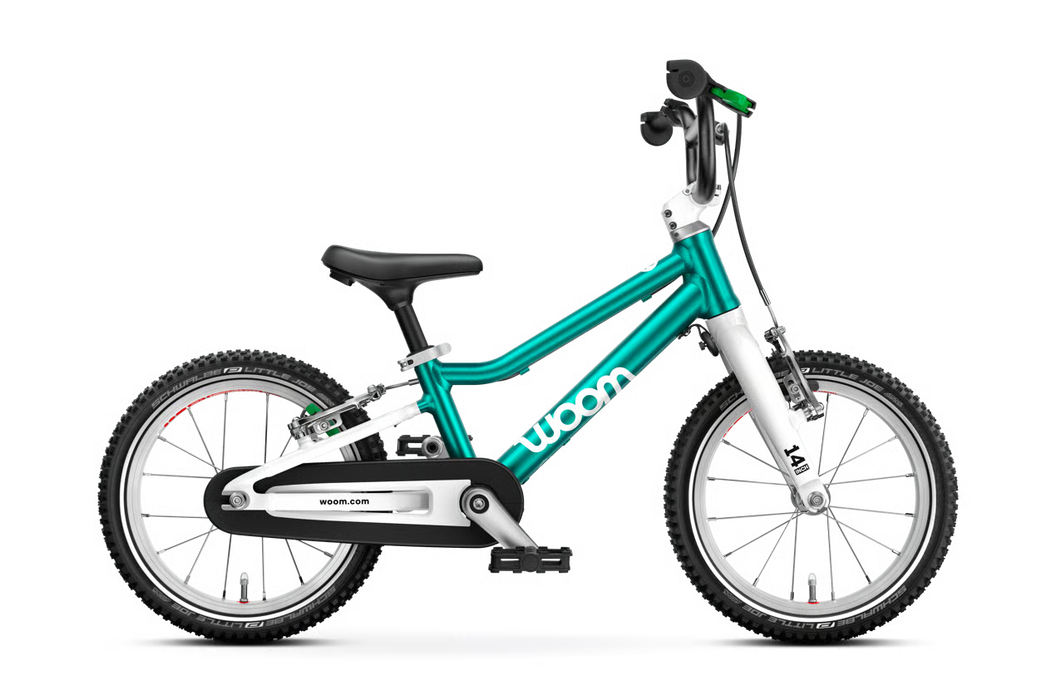 Shop Woom GO 2 Bike- 14”, Metallic turquoise at GoodBuy Gear