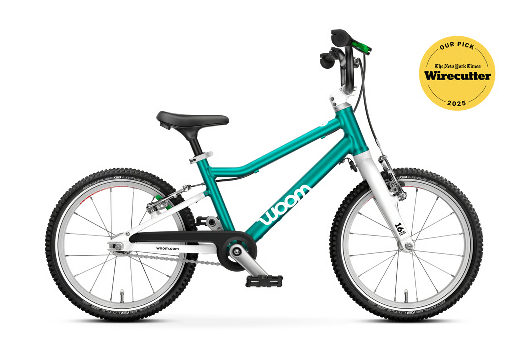 Shop Woom GO 3 Bike "16, Base Model, Metallic turquoise at GoodBuy Gear