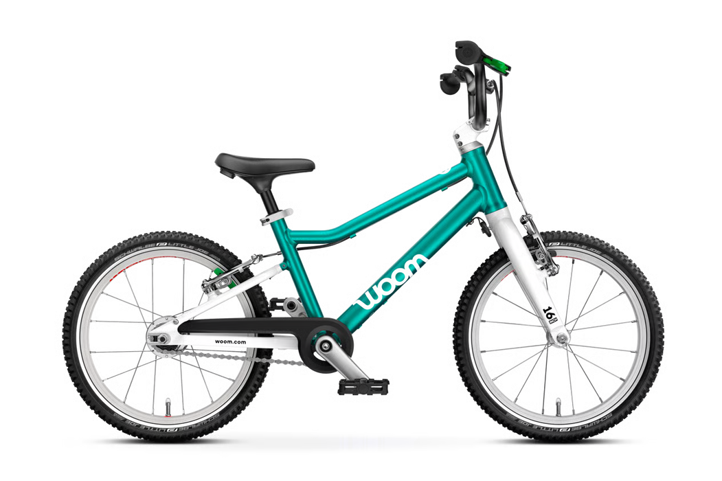 Shop Woom GO 3 Bike "16, AUTOMAGIC, Metallic turquoise at GoodBuy Gear