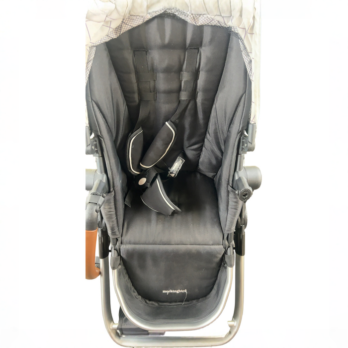 Shop Mockingbird Single to Double Stroller, 2021, Sea, Silver with Brown Leather, Windowpane at GoodBuy Gear