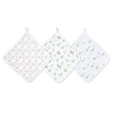 Aden + Anais Cotton Muslin Wash Cloths (Set Of 3), Country floral