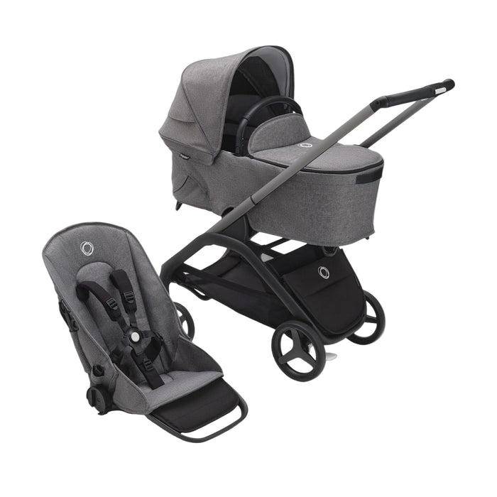 Bugaboo Dragonfly Bassinet and Seat Stroller, Black, Grey Melange, Grey Melange, 2025