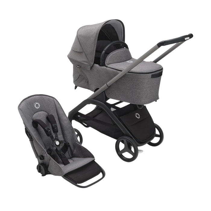 Bugaboo Dragonfly Bassinet and Seat Stroller, 2025, Graphite, Grey Melange, Grey Melange