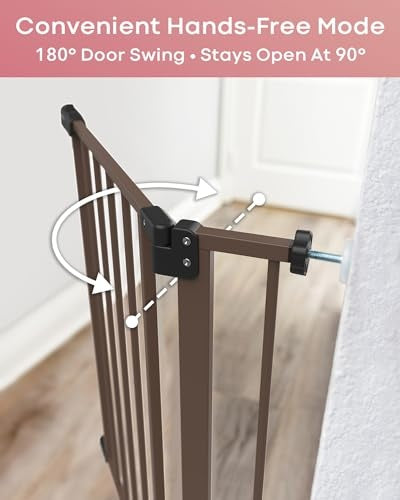 Innotruth Baby Safety Gate, Brown, 28.9-42.1" W x 30" H