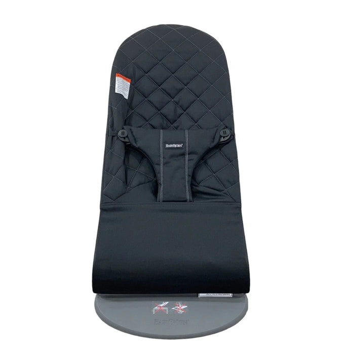 BabyBjorn Bouncer Bliss, Black Woven Classic Quilt, Dark Gray Frame