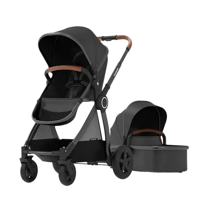 Mompush Ultimate 2 Baby Stroller with Bassinet, 2024, Black with Black Frame