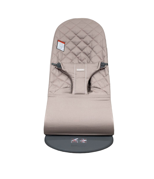 secondhand BabyBjorn Bouncer Bliss, Dark Gray Frame, Sand Gray Cotton Classic Quilt