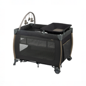 Shop Monbebe Play Yard with Full-Size Rocking Bassinet, Castle Point at GoodBuy Gear