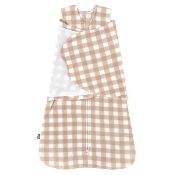 Halo Micro-Fleece Swaddle, Newborn, Gingham Tan