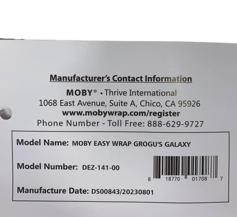 secondhand Moby Easy Wrap, Grogu's Galaxy